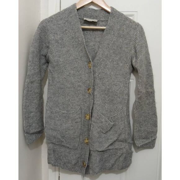 Everlane womens small fine wool alpaca cardigan sweater gray button front - Picture 2 of 7